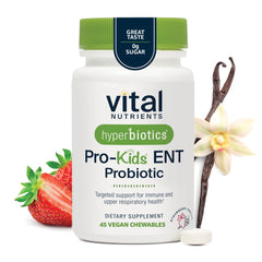 Hyperbiotics Pro Kids Probiotic ENT bottle in strawberry-vanilla for daily immune support.