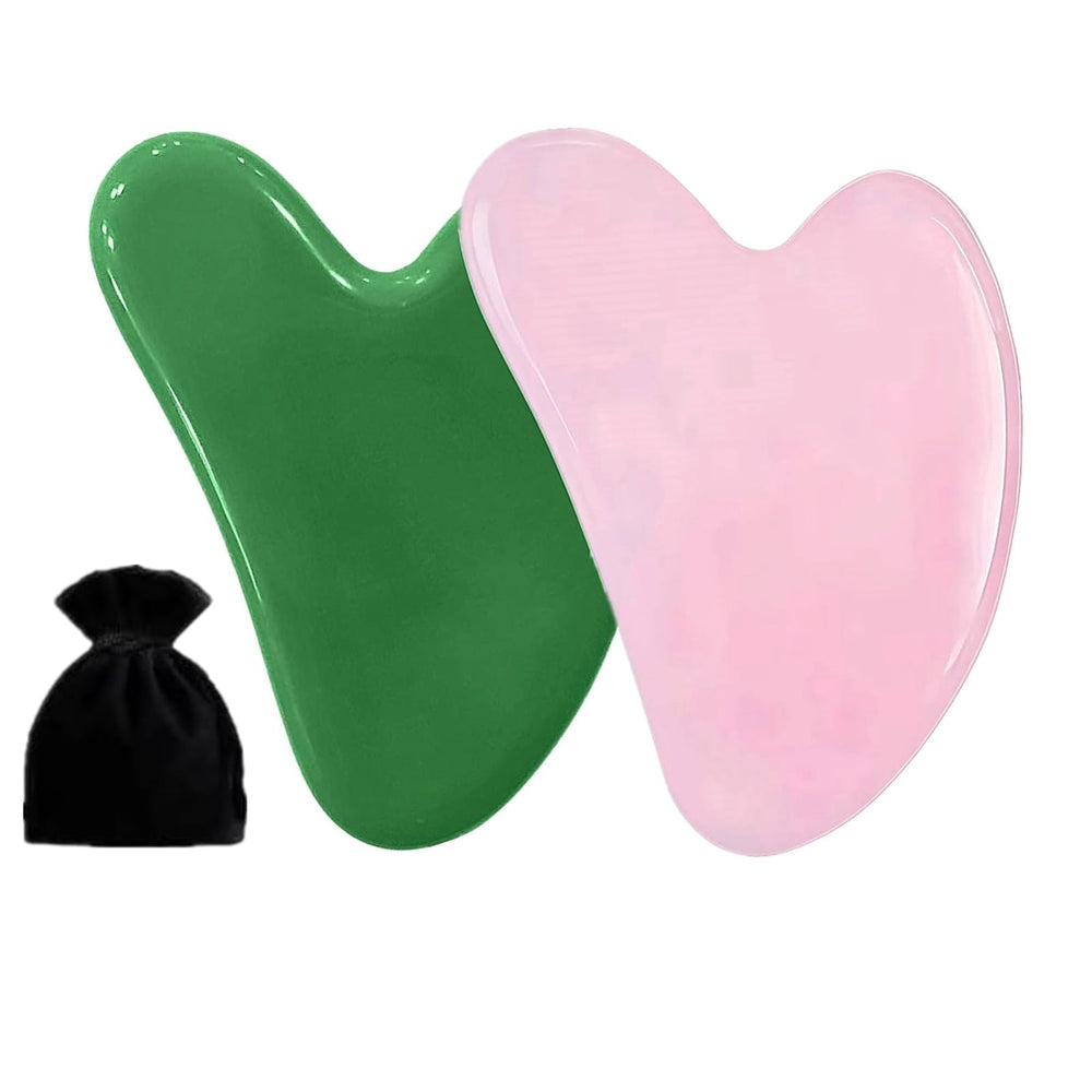 HZLXMYXO1 gua sha face tool in pink jade for facial massage and glow