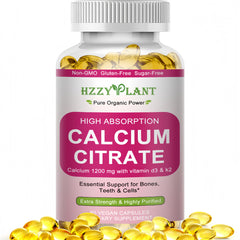 HZZYPLANT Calcium Softgels bottle with 1200mg calcium citrate for bone support