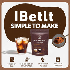 IBetIt Organic Mushroom Coffee brew setup simplifies daily prep.
