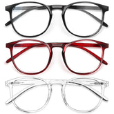 IBOANN blue light glasses 3-pack with round frames reduce eye strain.