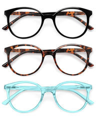 IBOANN blue light glasses 3-pack round frames for reduced eye strain during screen time