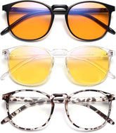 IBOANN chic blue light glasses with round frames for screen-time comfort