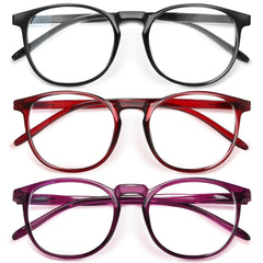 IBOANN chic blue light glasses for women, 3-pack round frames for daily screen time