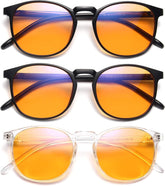 IBOANN chic blue-light glasses with round frames for daily screen use.