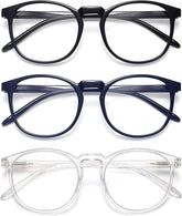 IBOANN chic blue light glasses with round frames provide UV400 protection for screen use.