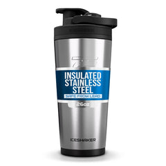 Ice Shaker bottle with twist-on agitator for smooth, lump-free shakes.