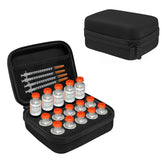 ICIMBI 15-slot insulin vial case front view showing compact fridge-friendly storage.