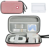 ICIMBI travel case main compartment showing organized glucose meter and accessories for quick access