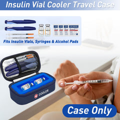 ICIMBI insulin vial cooler case interior with vial slots and mesh pocket
