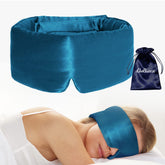iCooBreeze silk eye mask large blue blocks light for deep sleep.