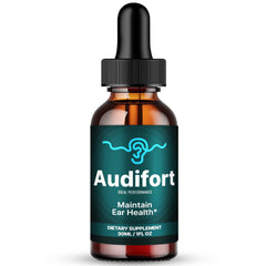 IDEAL PERFORMANCE Audifort Tinnitus Drops bottle highlighting convenient ear health support