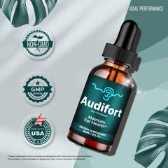 IDEAL PERFORMANCE Audifort Tinnitus Relief packaging box highlights ear health support