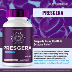 Presgera capsules being poured, illustrating easy daily dosing.