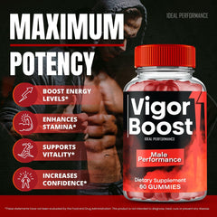 IDEAL PERFORMANCE Vigor Boost Gummies ingredients panel highlighting natural blend