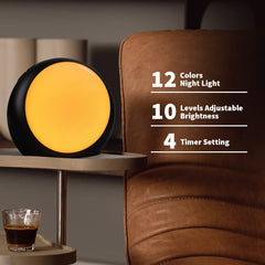 iDealSleep night light with 12 colors for gentle bedtime ambiance
