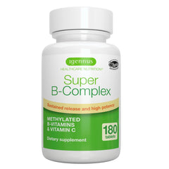 Igennus Super B-Complex tablet close-up, compact 9mm size for easy daily use.