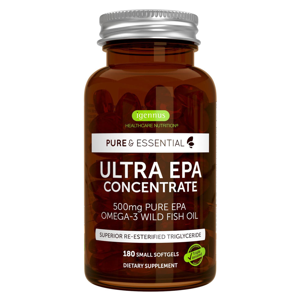 Igennus Ultra Pure Omega-3 EPA 500mg bottle front supports heart health