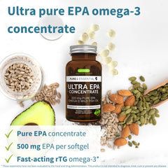 Igennus Ultra Pure Omega-3 EPA 500mg bottle label highlights IFOS certification.