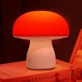 illuwise red night light mushroom lamp on bedside promotes calming evenings