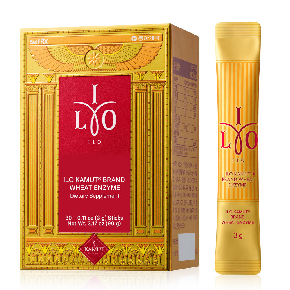 ILO Kamut Enzyme Complex bottle showing digestion support for daily use