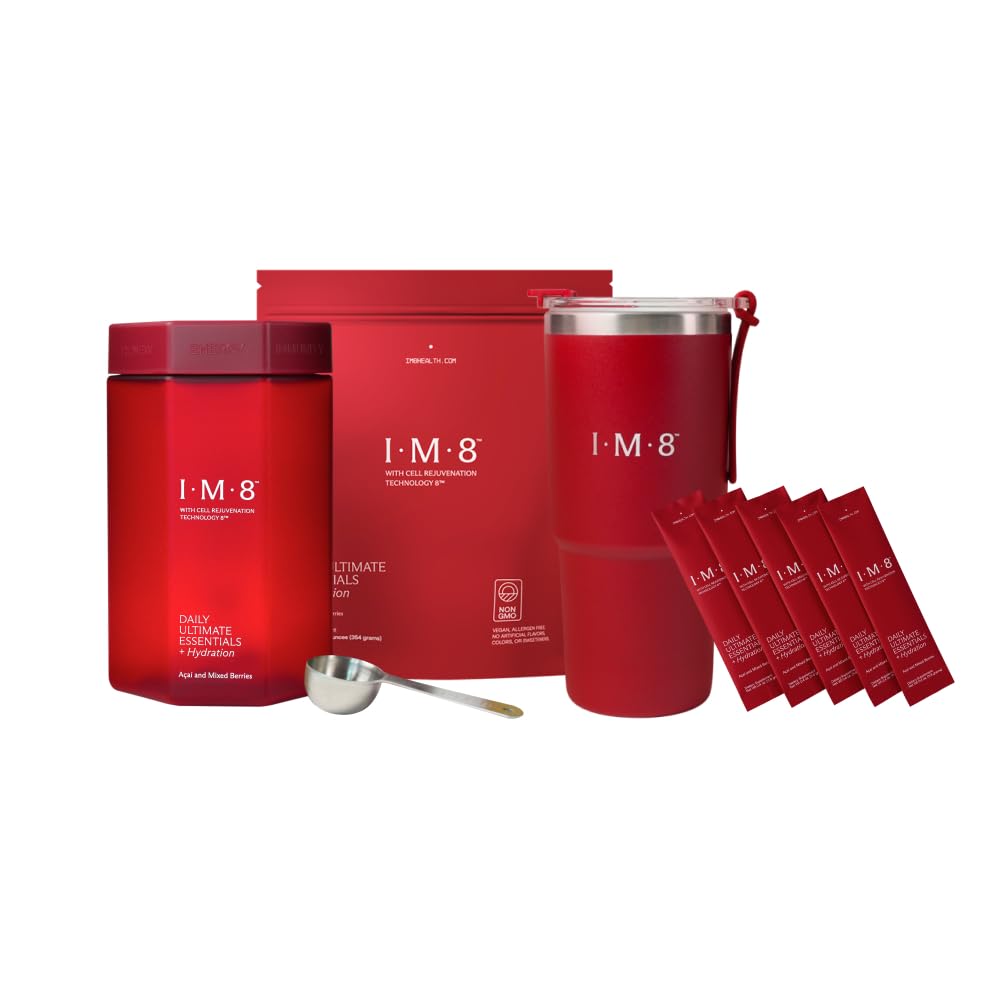 IM8 Daily Ultimate Essentials tub closeup with label clarity for trusted daily nutrition