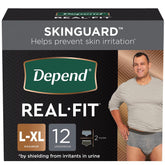Depend Real Fit Men’s Incontinence Underwear – Maximum Absorbency, Large/X-Large (12ct)