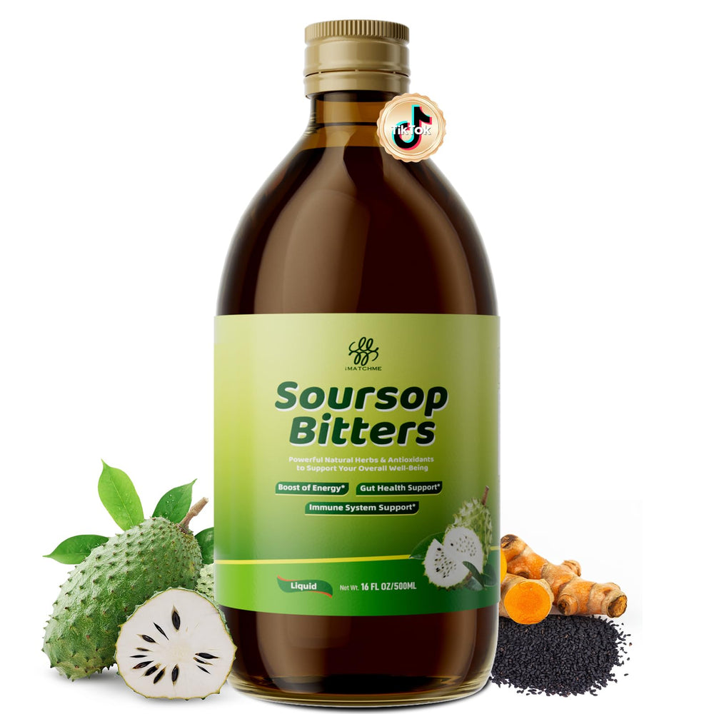 iMATCHME Soursop Bitters bottle with herbal blend for digestion support.