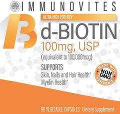IMMUNOVITES biotin bottle on counter arranged for everyday use
