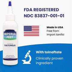 Imperial Feet dropper-application no-contact method shows hygienic use.