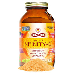 Infinity Greens Infinity-C bottle pours for a daily vitamin C boost.