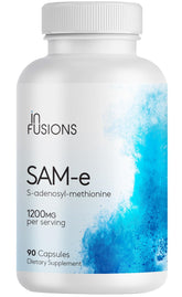 Infusions International SAM-e 1200mg bottle close-up for daily supplement routine.