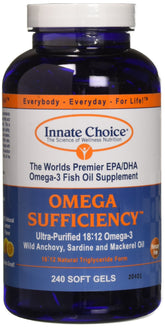 Innate Choice Omega Sufficiency Lemon bottle front, convenient daily use.