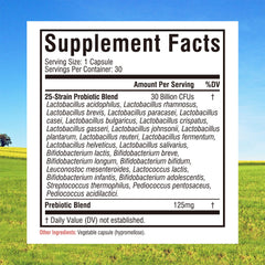 Innate Vitality Daily Probiotics 25-strains label highlights broad gut diversity.