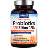 Innate Vitality Probiotics bottle displaying 120 Billion CFUs for gut balance