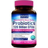Innate Vitality women's probiotics bottle supports daily gut balance with convenient once-daily use.