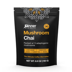 Inner Elevate Mushroom Chai bottle being poured for a clean energy boost