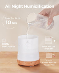 InnoGear diffuser shows seven LED colors for mood lighting and relaxation.