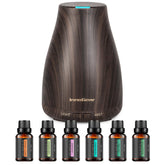 InnoGear diffuser with wood-grain finish enhances ambiance and aroma diffusion.