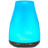 InnoGear essential oil diffuser with 7-color LED lights creates ambient mood and aroma.