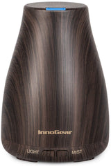 InnoGear essential oil diffuser in brown, front view, compact bedside companion.