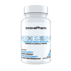 InnovaPharm GENESIS-1 capsule close-up emphasizing the enhanced formula for daily energy support.