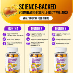 INNIOXV Liver Cleanse Gummies bottle on table with glass of water.