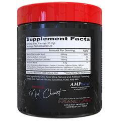 Insane Labz I am God pre workout label closeup highlights creatine and DMAE ingredients.
