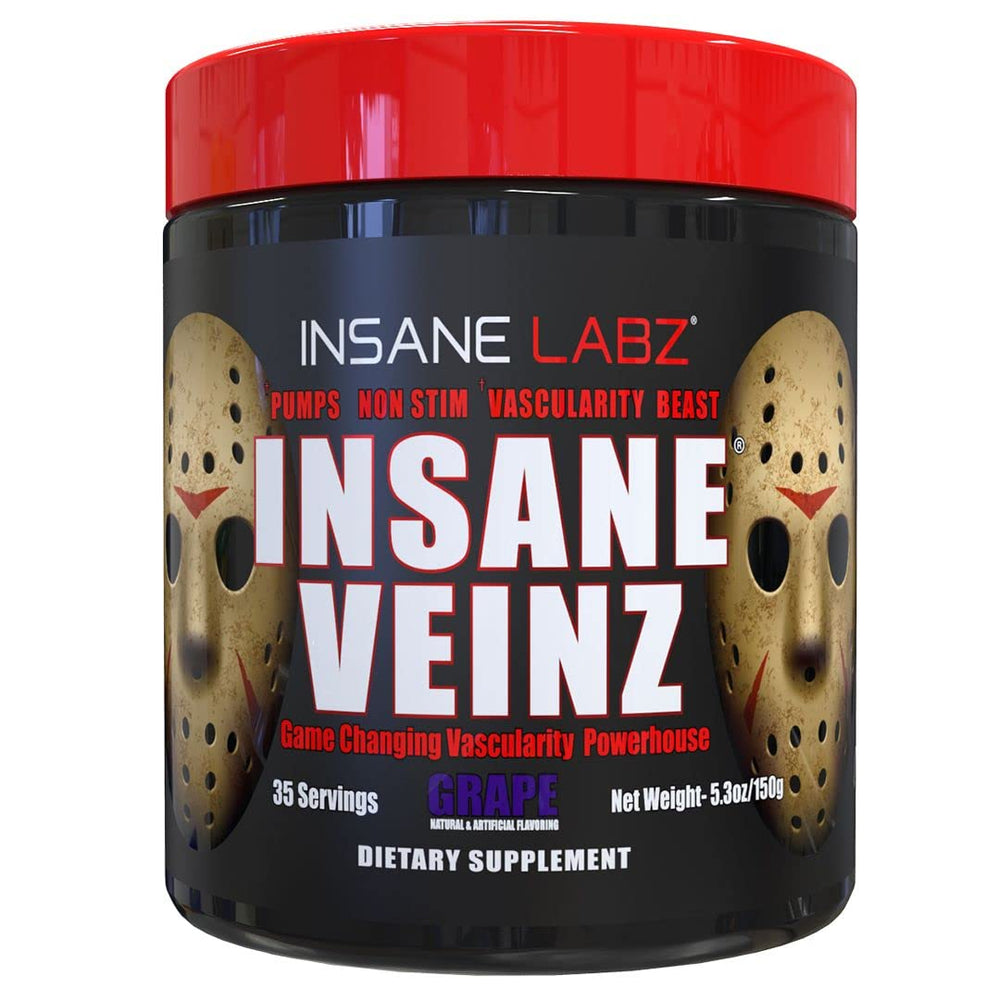 Insane Labz Insane Veinz bottle closed, non-stimulant nitric oxide support for vascularity