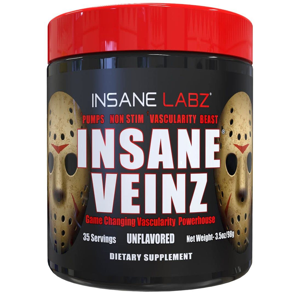Insane Labz Insane Veinz bottle highlighting non stimulant NO support for vascularity