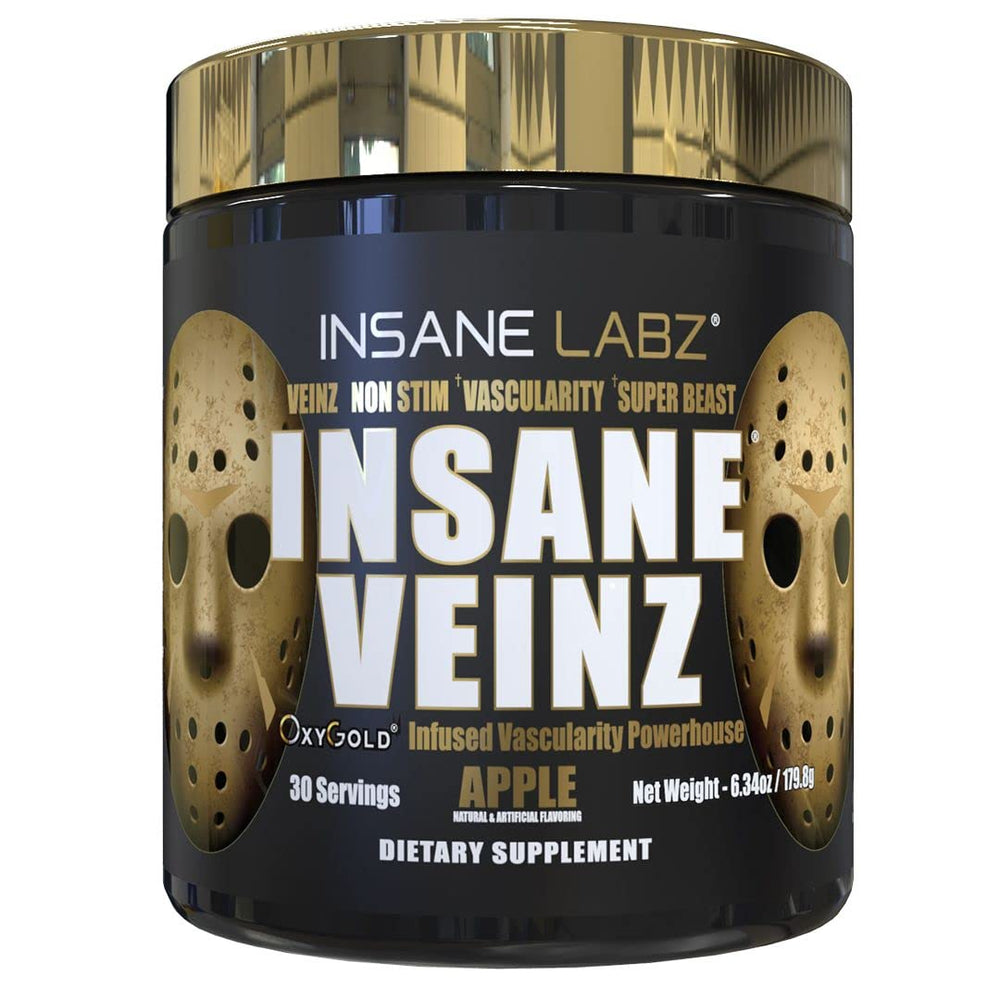 Insane Labz Insane Veinz Gold bottle with Apple flavor boosting blood flow during workouts