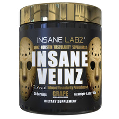 Insane Labz Insane Veinz Gold bottle front showing non-stimulant NO formula