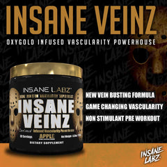 Insane Labz Veinz Gold Nitrosigine close-up for blood flow emphasis.
