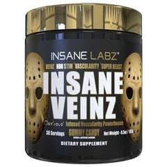 Insane Labz Insane Veinz Gold tub front view highlighting vascular emphasis.